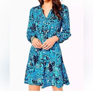 Lilly Pulitzer NWT LARGE Seana Dress Resort White Mermazing